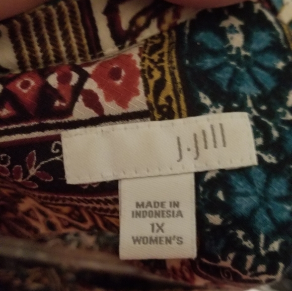 Plus size Boho blouse, button from, beautiful colors from jJill 1x - Picture 10 of 10